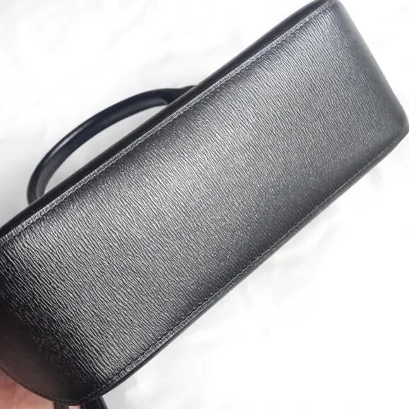 Longchamp Leather Crossbody Bag Black Minimal Parisian Chic Quiet Luxury - Picture 8 of 9